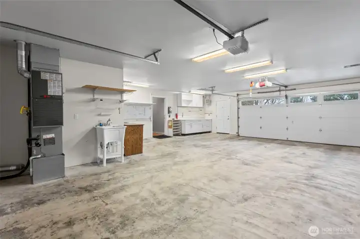 Garage floor is designed with strategic sloping to direct any water (i.e. car washing) to the outside. All furnace/HVAC systems were just serviced and had detailed maintenance the week prior to listing.