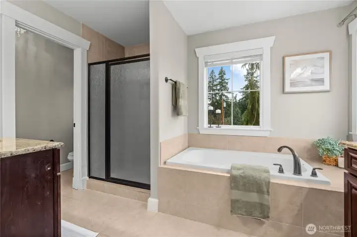 Spacious and elegant primary ensuite