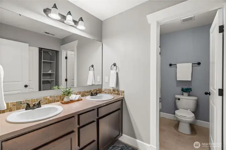 A full bathroom for the additional 3 bedrooms upstairs