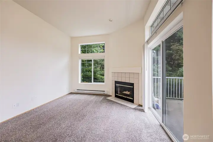 Living room. Wood Burning Fireplace.