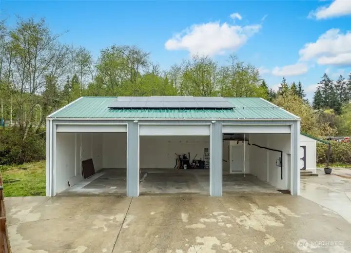 Three Bay Shop with 12x12ft Doors.