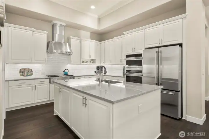 Stunning cabinetry, gorgeous backsplash, crown molding, upgraded appliances, Quartz counters, instant hot water and 19 pull out drawers!