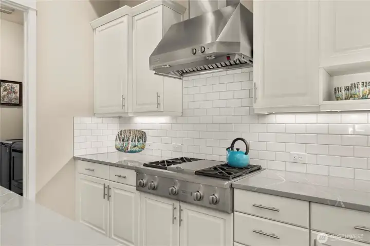 Upgraded cooktop and hood vent.