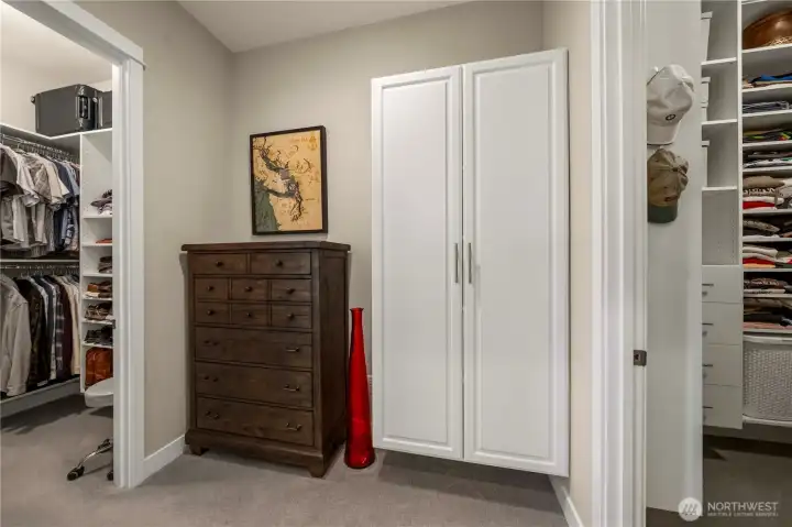 Built-in linen cabinet.