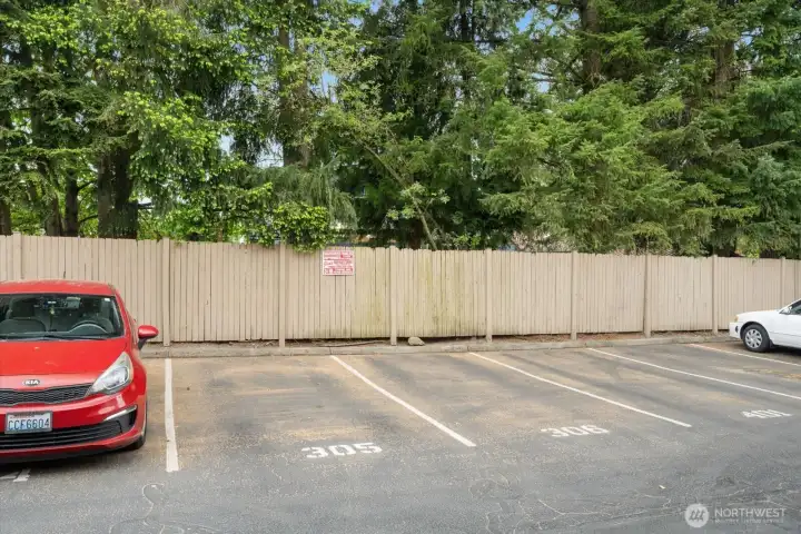 A dedicated parking space is conveniently located right behind the building.