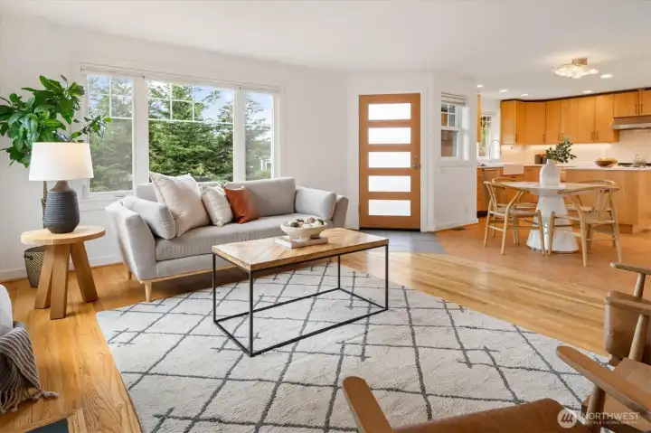 The open layout allows for easy entertaining.