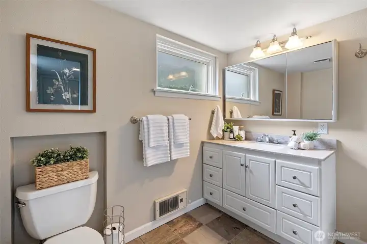 Full bathroom on basement level. Full bathroom on basement level.