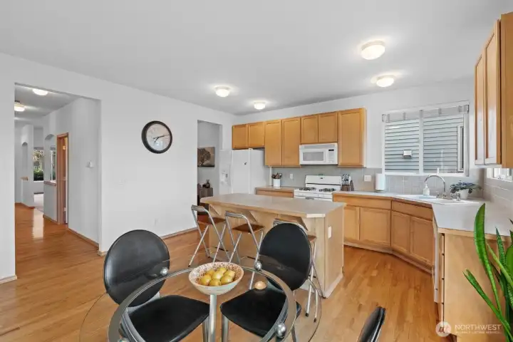 Spacious kitchen with an island. Spacious kitchen with an island.