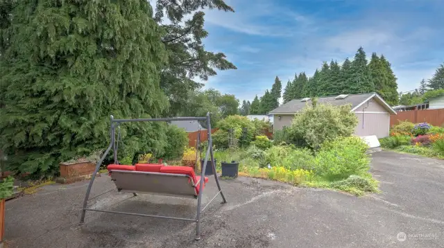 Easy access to detached garage from backyard.