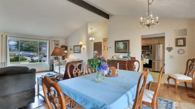 Large dining space in great room.