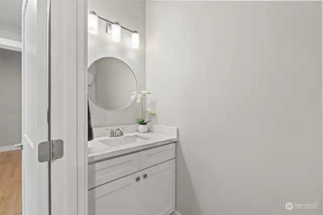 Where style meets convenience—a powder room that’s as stunning as it is practical.