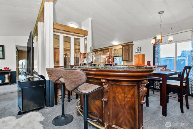 There’s plenty of room for gathering—imagine a large dining table for family meals and even space for a standalone bar. (the Bar is reserved by sellers)