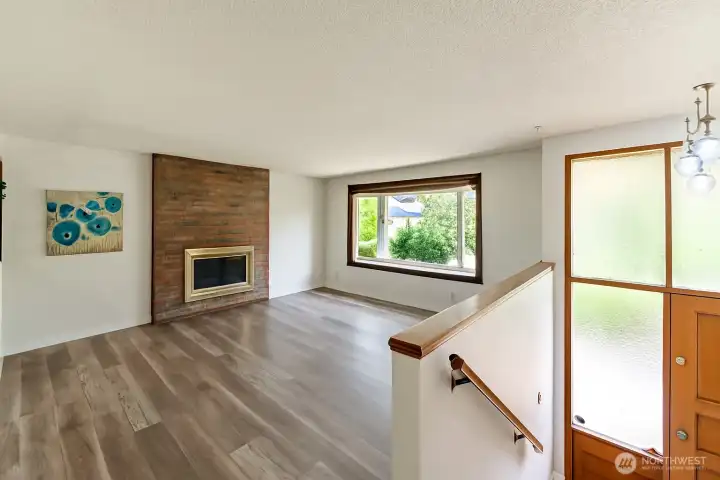 Spacious living room with new LVP flooring