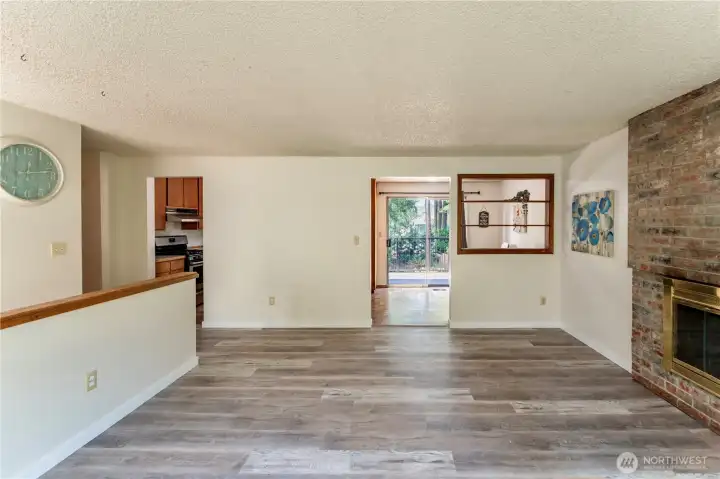 Spacious living room with new LVP flooring