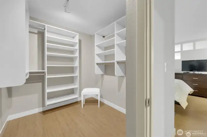 A walk-in closet that doesn't disappoint.