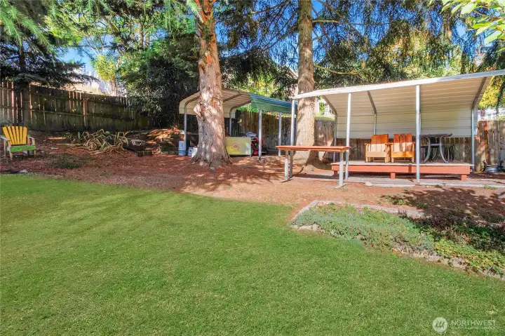 Covered Seating in Backyard!