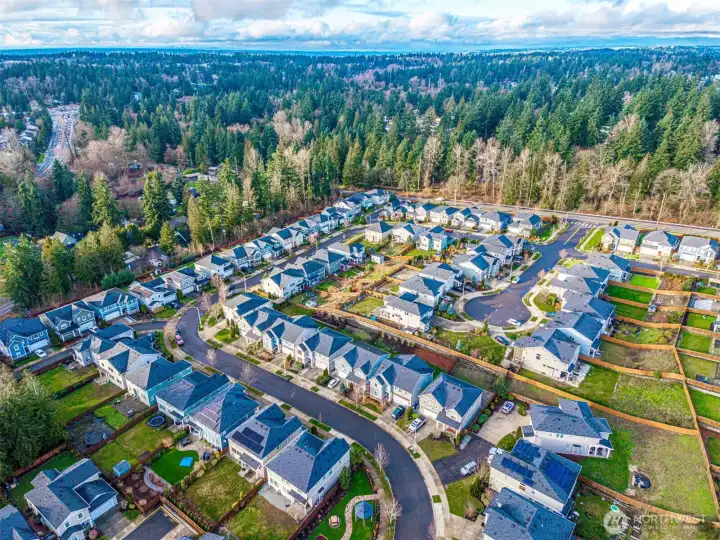 Incredible Canyon Creek community. Peek of the community Park can be seen on the bottom center of the photo. Home is well within walking distance.