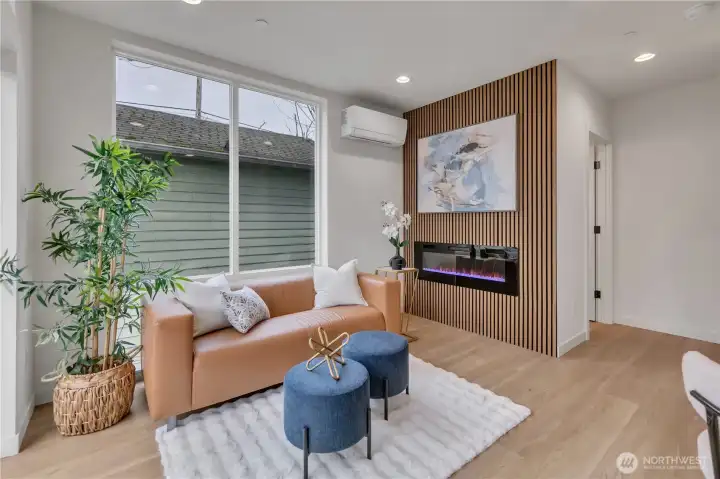 Great room with beautiful fireplace