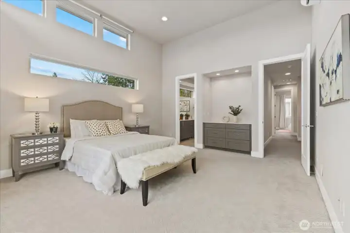 Primary Bedroom with Remote Controlled Upper Blinds