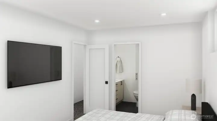 Versatile living space or media room with minimalist design. (these are digital rendering, not represented of the actual home, materials & finishes subject to change)