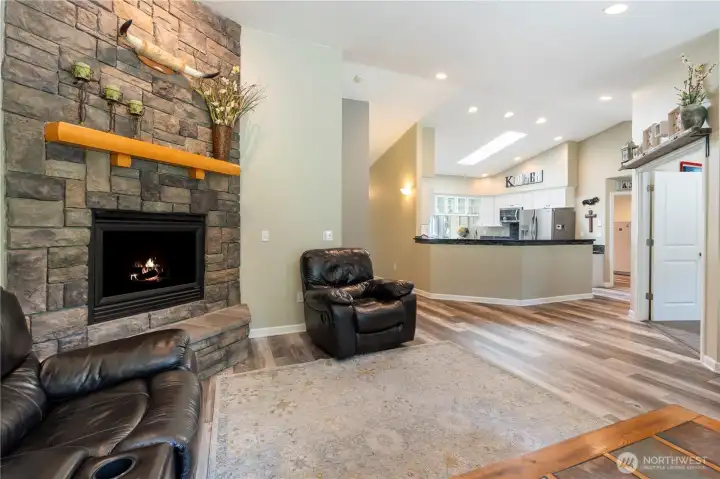 Cozy gas fireplace