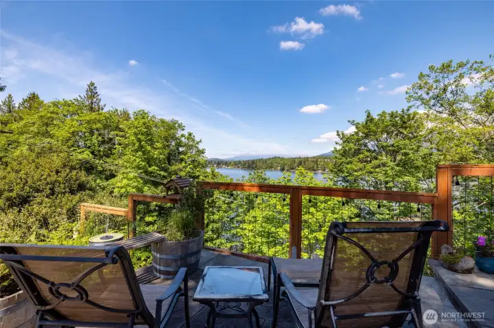 Pleasant lake and mountain views from the patio.