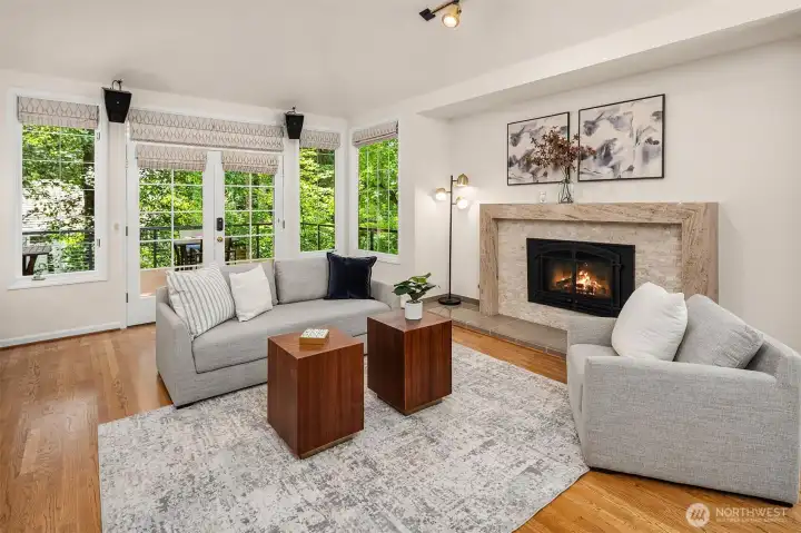 Family room opens to expansive wrap around Timber Tech deck