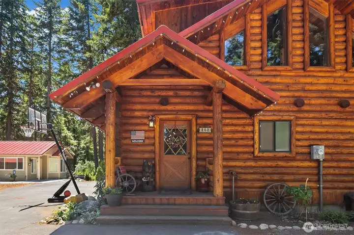 Front entry to home, exterior lighting for year around ambiance