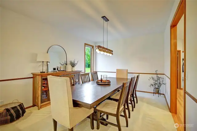 Gorgeous dining room conveniently located right off the kitchen and living room.