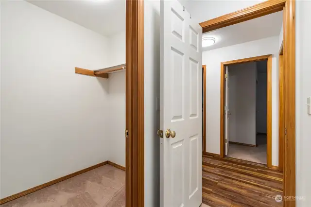 Master bedroom walk in closet