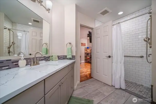 Bathroom on the main floor - the door goes into the main floor bedroom