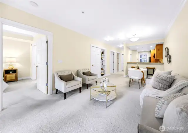Living space from the gas fireplace