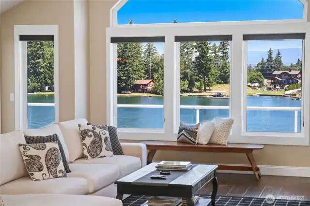 Premium custom blinds throughout the main level.