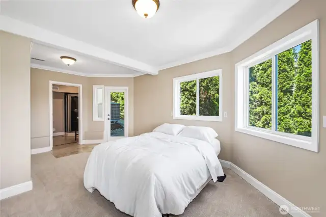 Lower level primary bedroom suite.