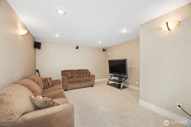 Media room is wired for 7.1 surround sound.