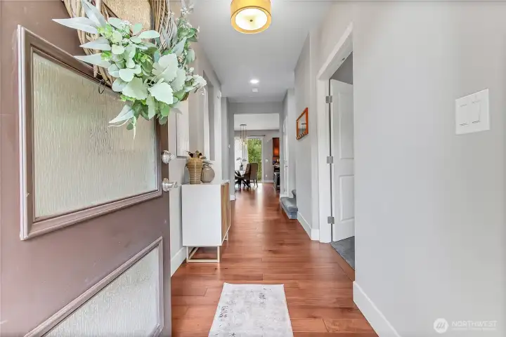 Entry with engineered hardwoods