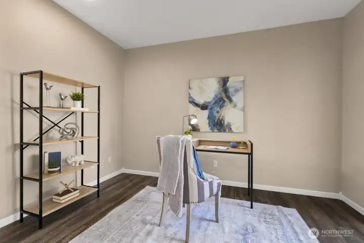 Main floor office with flexible use, easily set up as a guest bedroom.