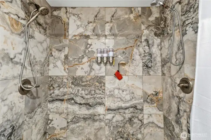 Tiled walk-in shower