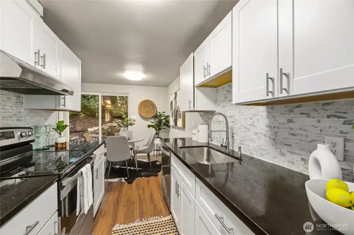 Sleek Stainless Steel appliances.