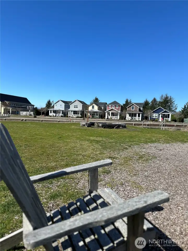 Playground, volleyball, bocce ball and community fire pit.