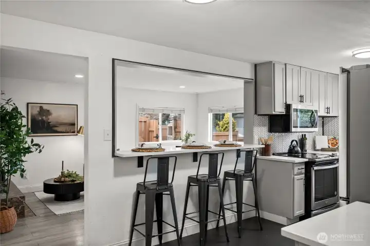 Dining bar off kitchen