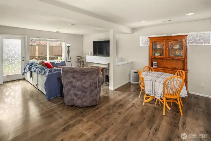 Living room and dining room