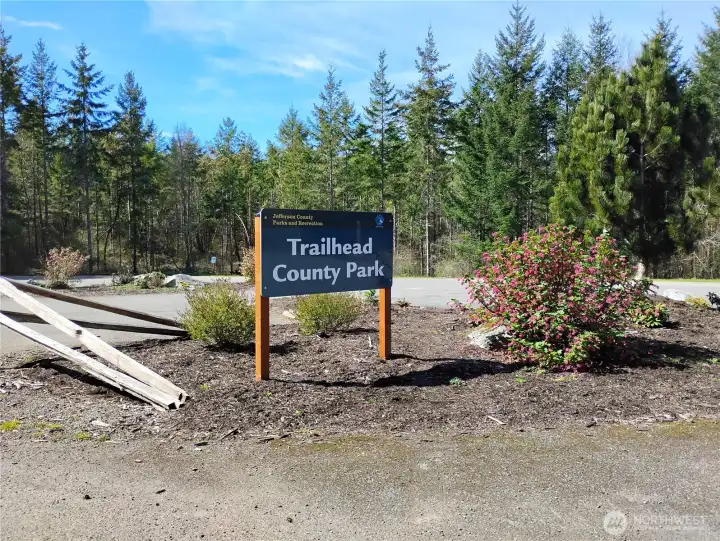 Just 1.11 miles there is a trail head which has multiple options for people using different mobility modes-plus there is a horse trail and parking for vehicles.