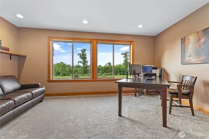 Office with a commanding view of the property.