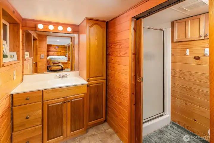 3/4 Bathroom in basement. 3/4 Bathroom in basement.