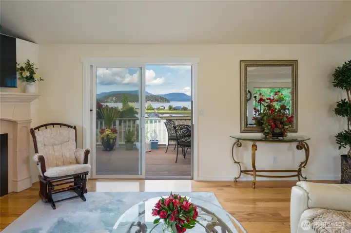 Easy access to the deck through the sliding door as shown and also by the kitchen.