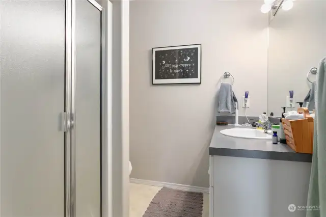 3/4 bathroom in hallway.