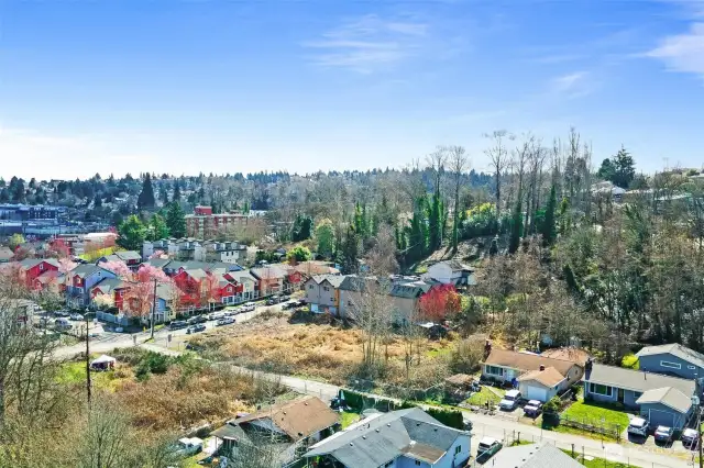 Distance aerial view looking Southeast