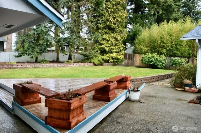 Beautiful back yard space even on a cloudy, rainy day.