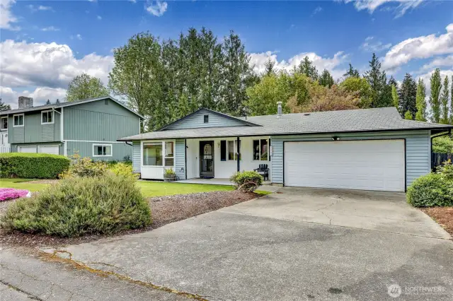The driveway gives you plenty of room for guests.